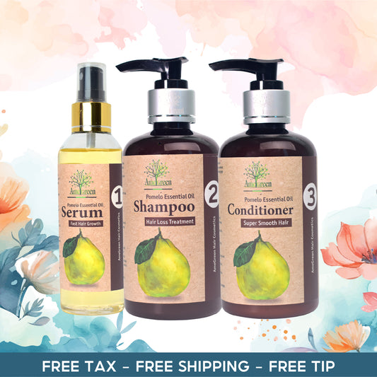 [Combo Treatment] Pomelo Shampoo (250ml), Pomelo Conditioner (250ml), Pomelo Serum (100ml) – Made in Vietnam - Hair loss treatment, Hair grows fast & Smooth hair